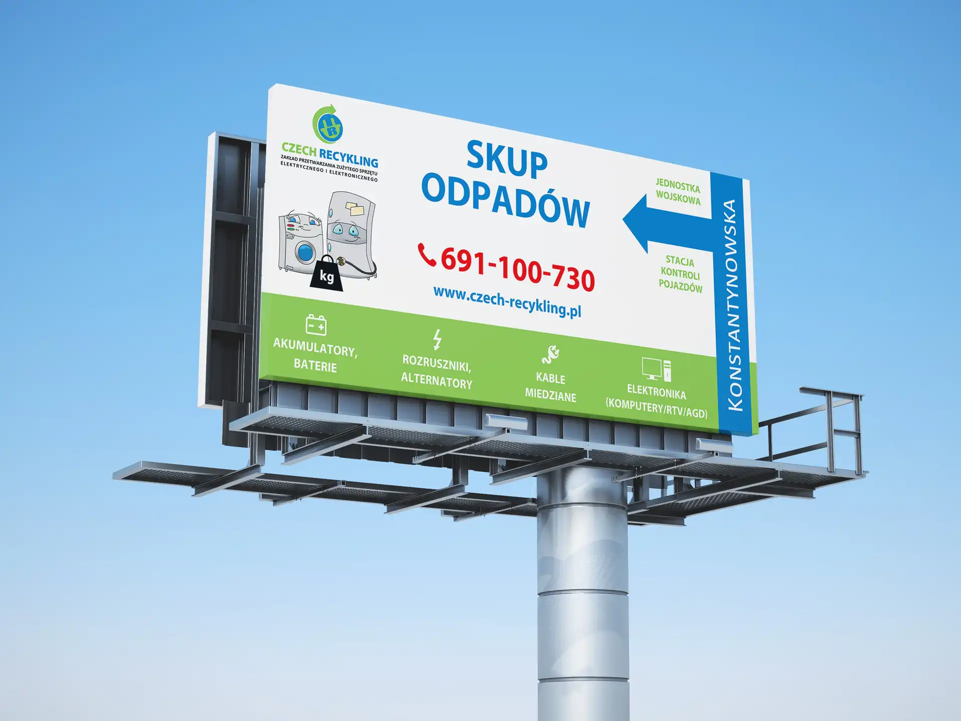 Billboard firmy recyklingowej ze Zgierza (okolice Łodzi)