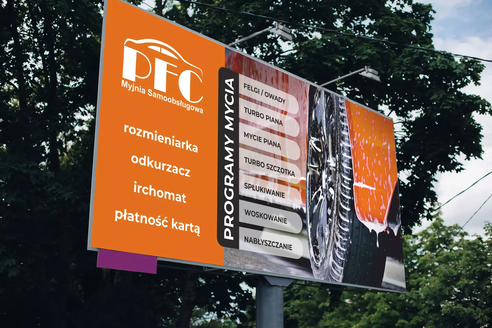 Billboard myjni z Andrespola (okolice Łodzi)